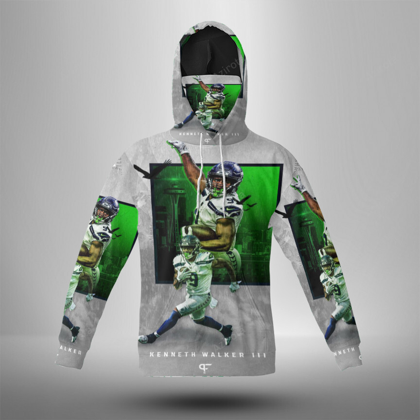 Seattle Seahawks Kenneth Walker Iii1 3D Mask With Hoodie For Men And Women Nfl Fans Gear