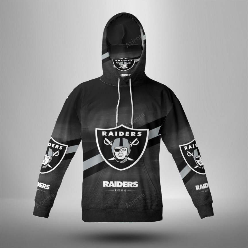 Las Vegas Raiders Est 1960 3D Mask With Hoodie For Men And Women Nfl Fans Gear