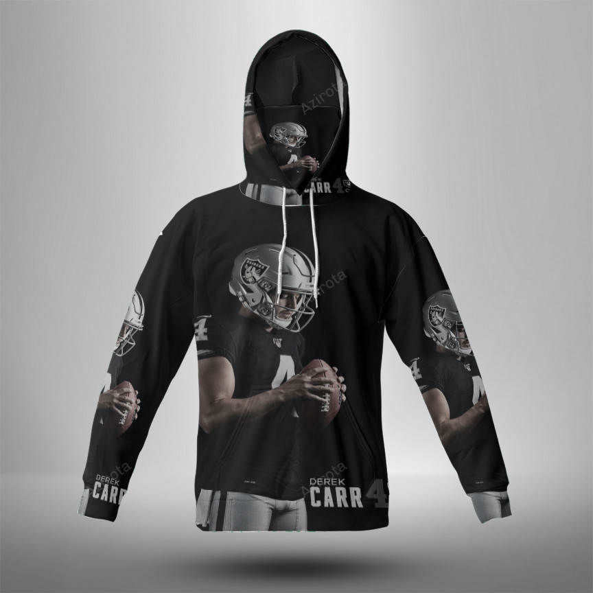 Las Vegas Raiders Derek Carr 4 3D Mask With Hoodie For Men And Women Nfl Fans Gear