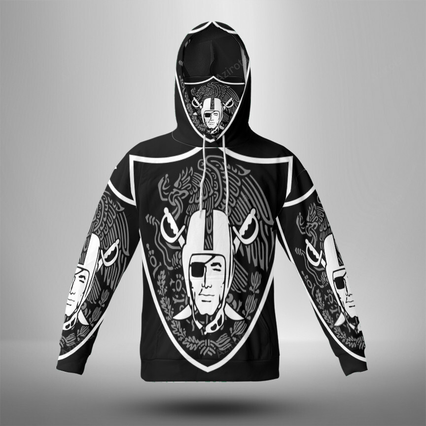 Las Vegas Raiders Logo Art2 3D Mask With Hoodie For Men And Women Nfl Fans Gear
