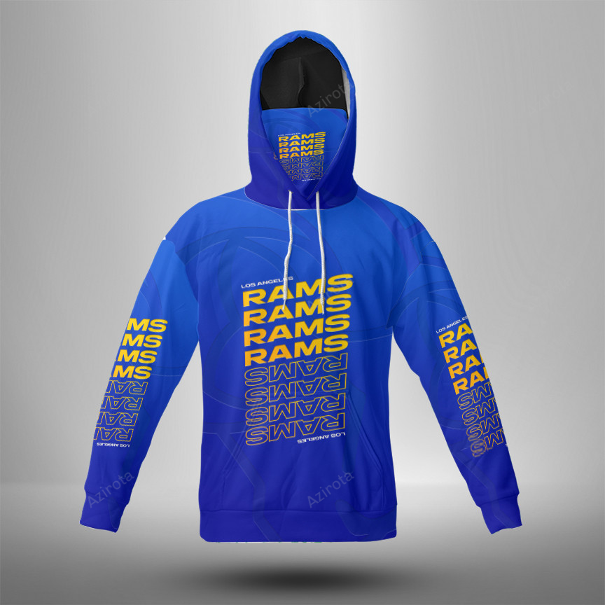 Los Angeles Rams Yellow Rams Blue1 3D Mask With Hoodie For Men And Women Nfl Fans Gear