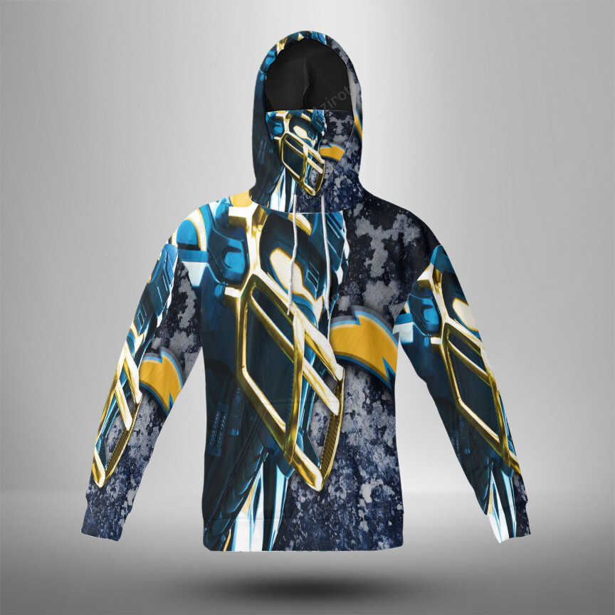 Los Angeles Chargers Helmet V30 3D Mask With Hoodie For Men And Women Nfl Fans Gear