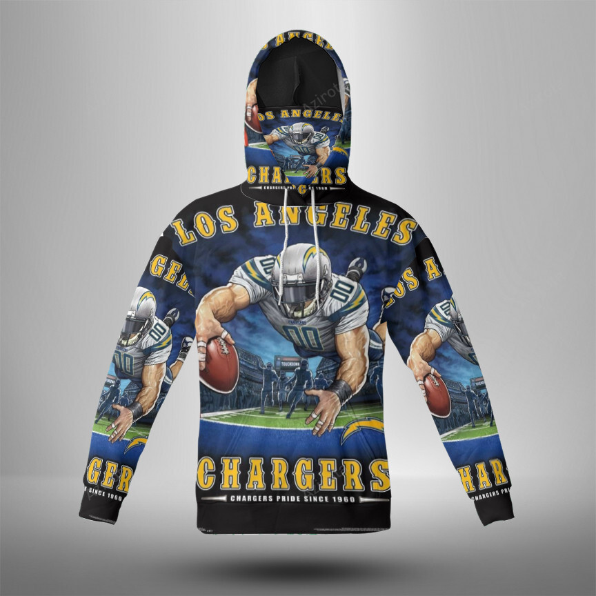 Los Angeles Chargers Mascot V33 3D Mask With Hoodie For Men And Women Nfl Fans Gear