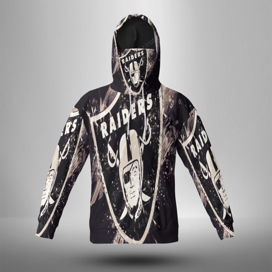 Las Vegas Raiders Logo Art28 3D Mask With Hoodie For Men And Women Nfl Fans Gear