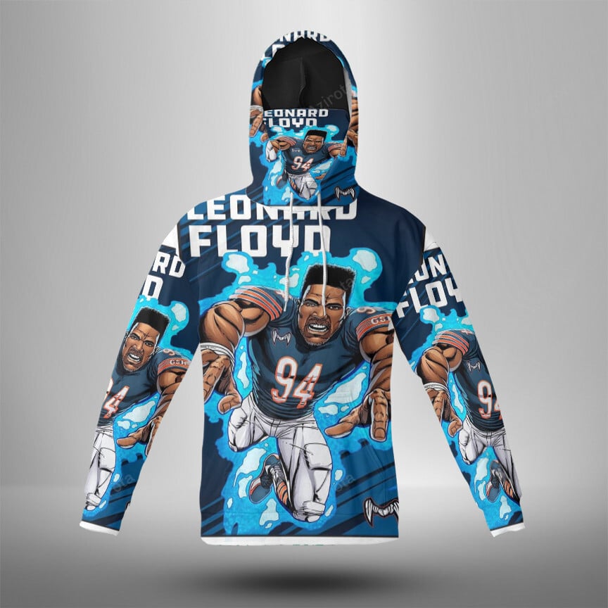 Chicago Bears Leonard Floyd1 3D Mask With Hoodie For Men And Women Nfl Fans Gear