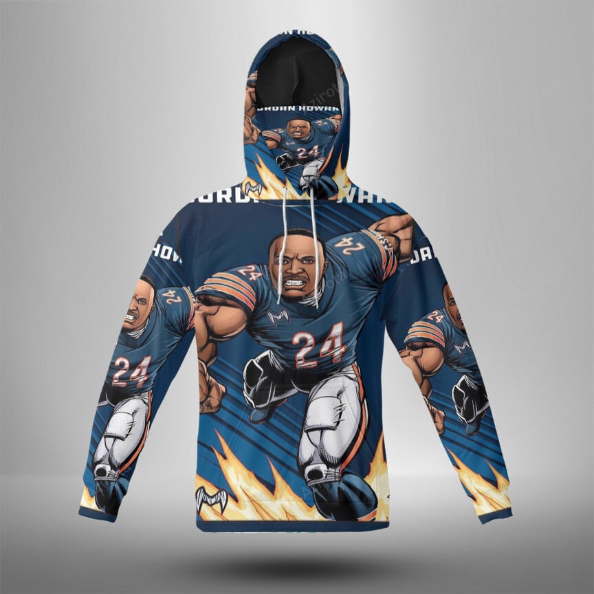 Chicago Bears Jordan Howard1 3D Mask With Hoodie For Men And Women Nfl Fans Gear