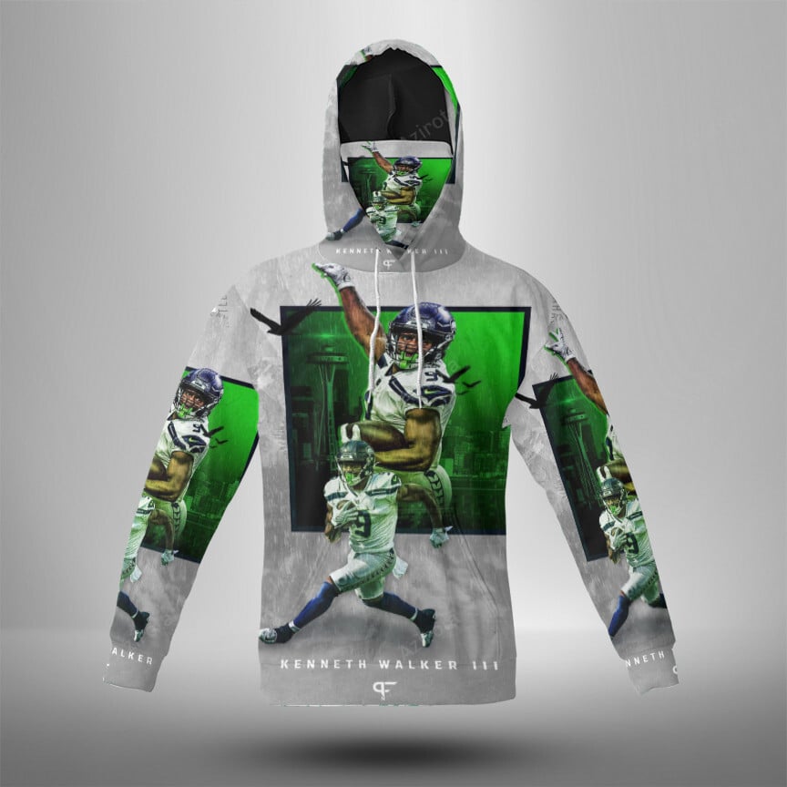 Seattle Seahawks Kenneth Walker Iii1 3D Mask With Hoodie For Men And Women Nfl Fans Gear