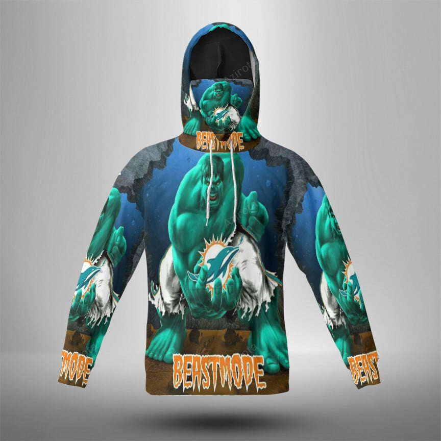 Miami Dolphins Best Mode 3D Mask With Hoodie For Men And Women Nfl Fans Gear