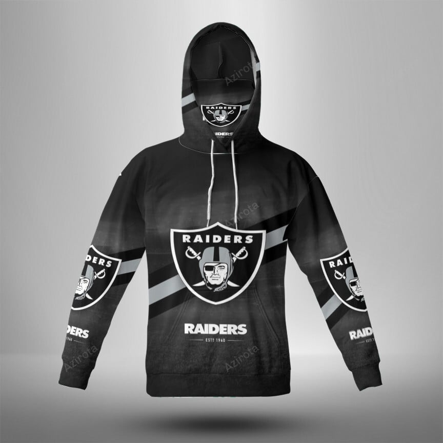 Las Vegas Raiders Est 1960 3D Mask With Hoodie For Men And Women Nfl Fans Gear