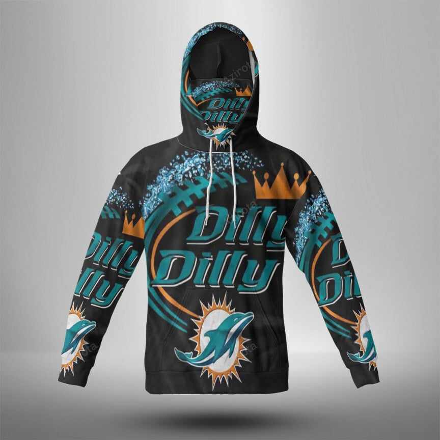 Miami Dolphins Dilly Dilly 3D Mask With Hoodie For Men And Women Nfl Fans Gear
