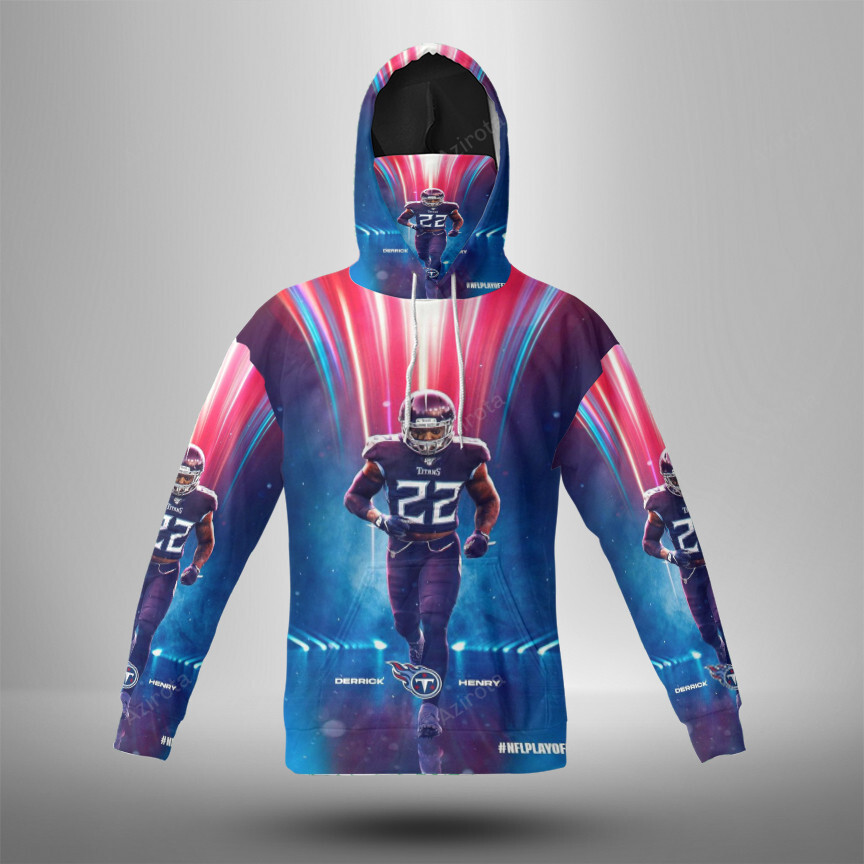 Tennessee Titans Derrick Henry3 3D Mask With Hoodie For Men And Women Nfl Fans Gear