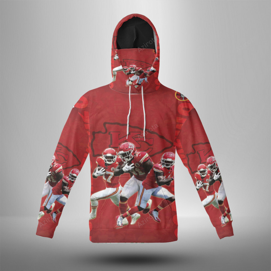 Kansas City Chiefs Team V7 3D Mask With Hoodie For Men And Women Nfl Fans Gear