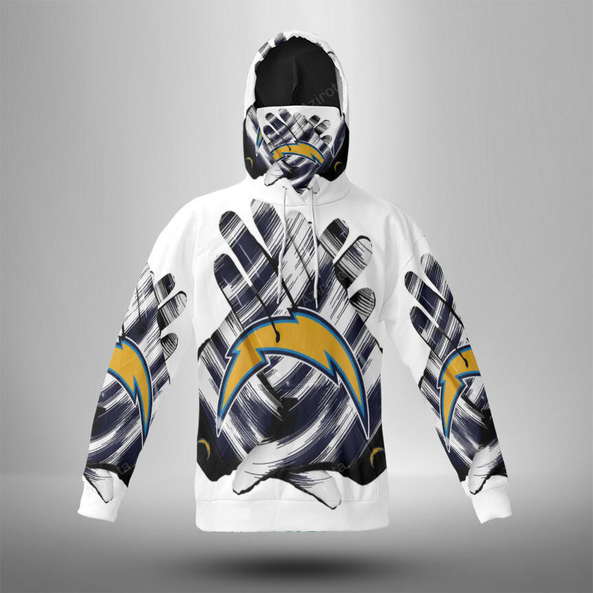 Los Angeles Chargers Emblem V39 3D Mask With Hoodie For Men And Women Nfl Fans Gear