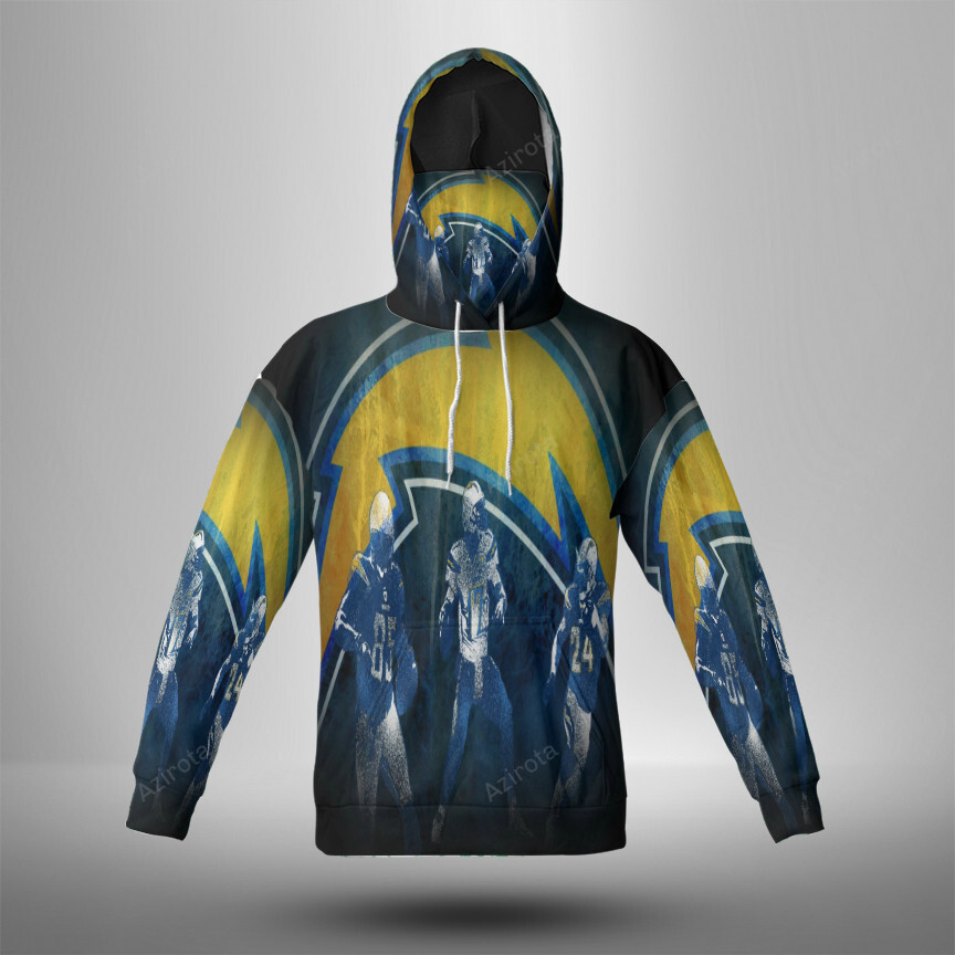 Los Angeles Chargers Team V18 3D Mask With Hoodie For Men And Women Nfl Fans Gear