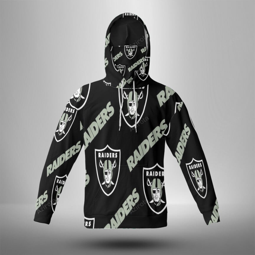 Las Vegas Raiders Logo Pattern9 3D Mask With Hoodie For Men And Women Nfl Fans Gear