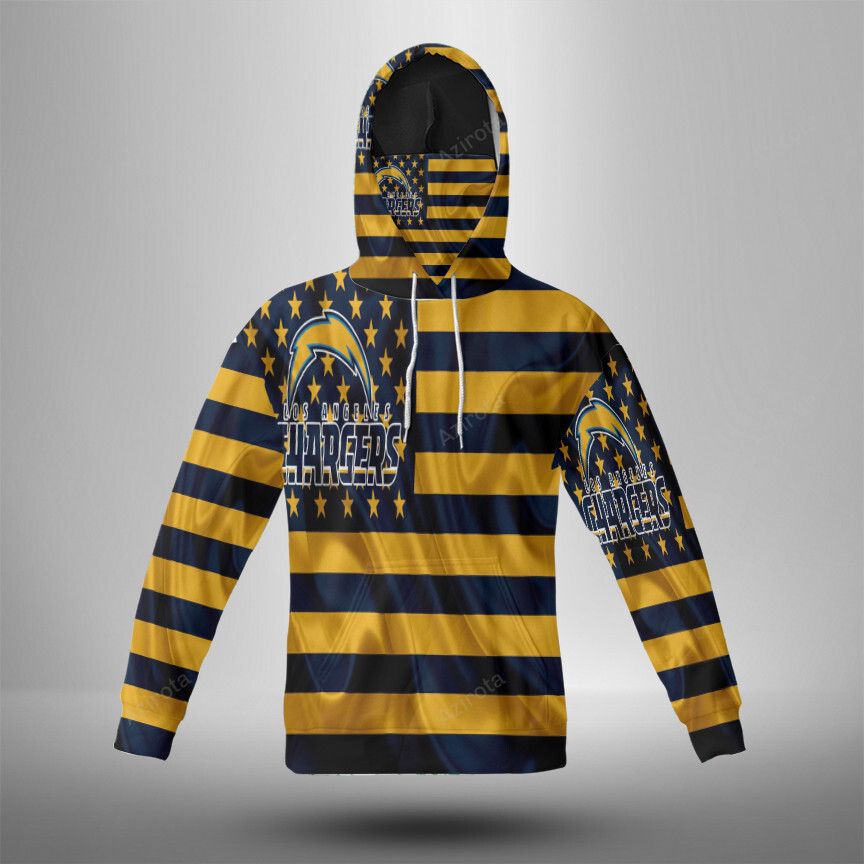 Los Angeles Chargers American Flag V24 3D Mask With Hoodie For Men And Women Nfl Fans Gear