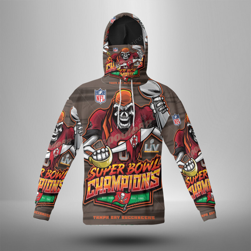 Tampa Bay Buccaneers Skull V50 3D Mask With Hoodie For Men And Women Nfl Fans Gear