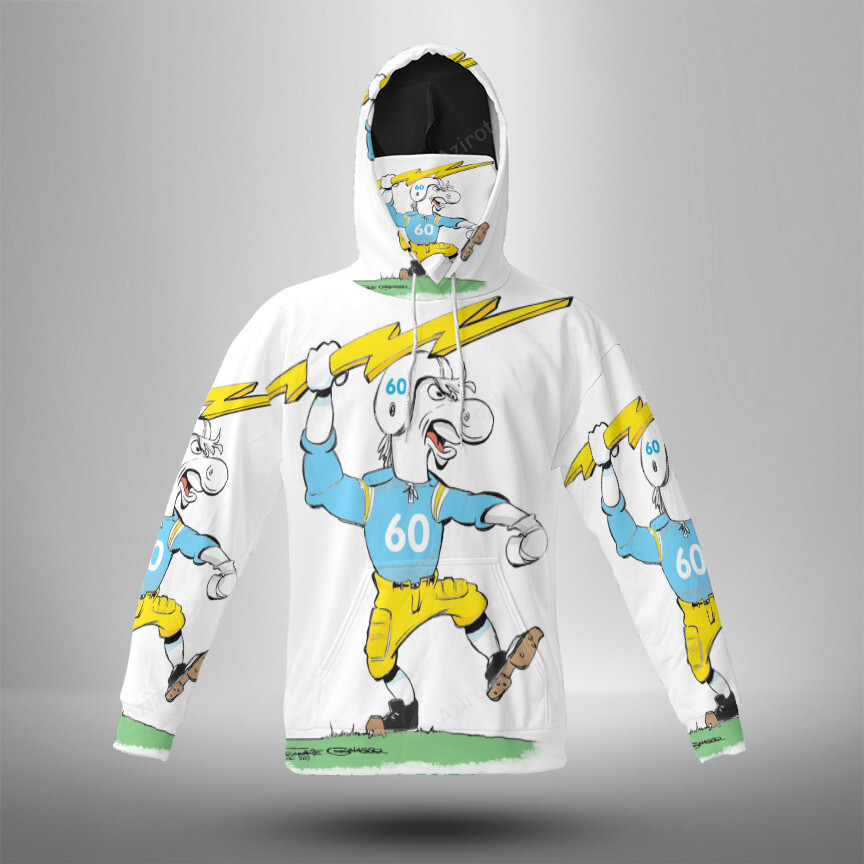 Los Angeles Chargers Mascot V34 3D Mask With Hoodie For Men And Women Nfl Fans Gear