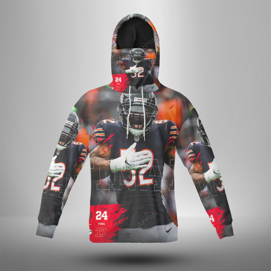 Chicago Bears Khalil Mack3 3D Mask With Hoodie For Men And Women Nfl Fans Gear
