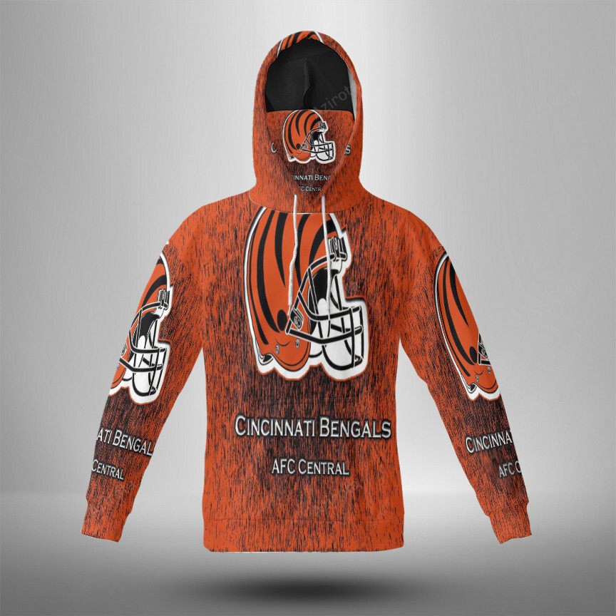 Cincinnati Bengals Emblem Helmet V1 3D Mask With Hoodie For Men And Women Nfl Fans Gear