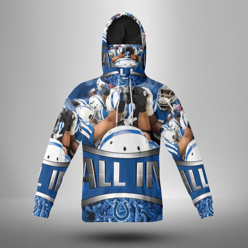 Indianapolis Colts All In Players 3D Mask With Hoodie For Men And Women Nfl Fans Gear