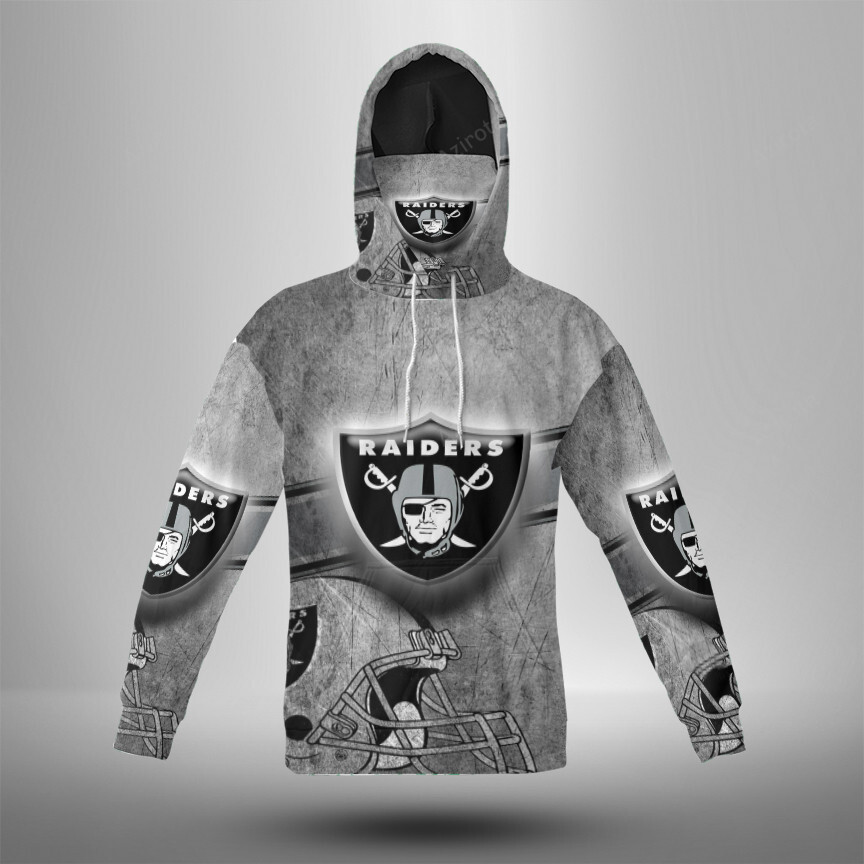 Las Vegas Raiders Logo Art Vintage2 3D Mask With Hoodie For Men And Women Nfl Fans Gear