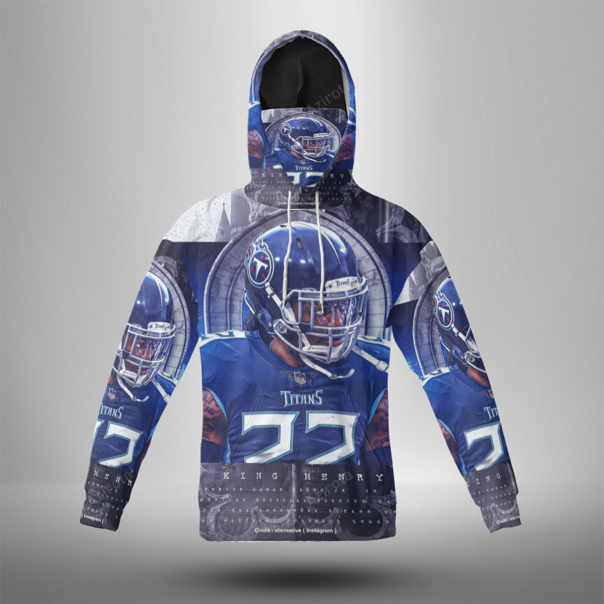Tennessee Titans Derrick Henry5 3D Mask With Hoodie For Men And Women Nfl Fans Gear