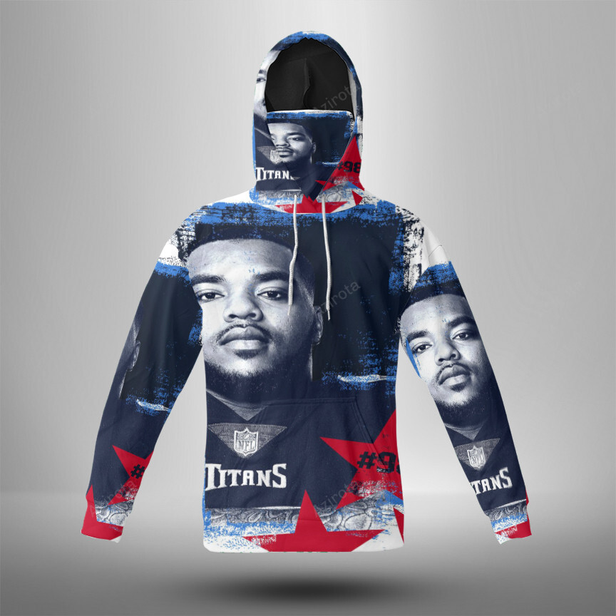 Tennessee Titans Jeffery Simmons2 3D Mask With Hoodie For Men And Women Nfl Fans Gear