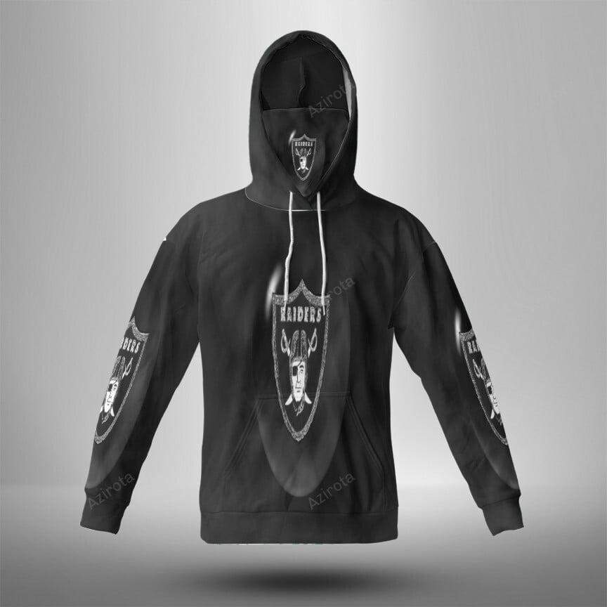 Las Vegas Raiders Logo Art20 3D Mask With Hoodie For Men And Women Nfl Fans Gear