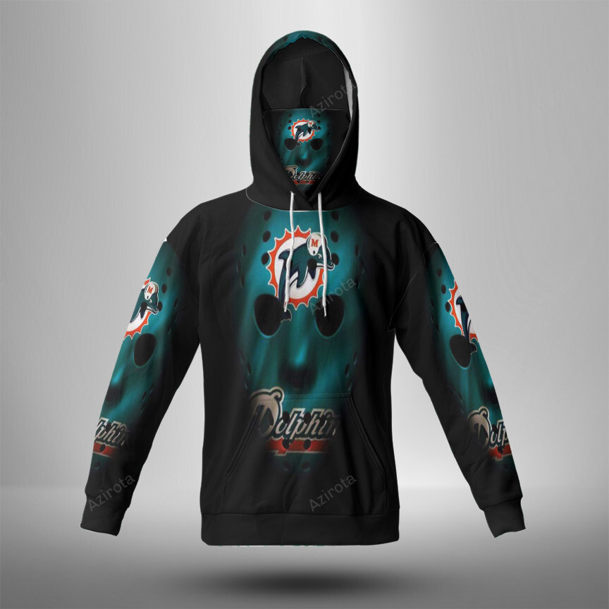 Miami Dolphins Art 1 3D Mask With Hoodie For Men And Women Nfl Fans Gear