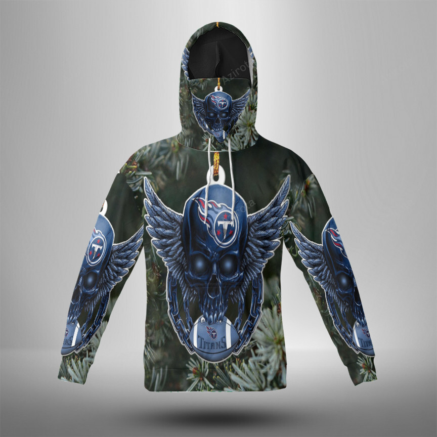 Tennessee Titans Skull V27 3D Mask With Hoodie For Men And Women Nfl Fans Gear