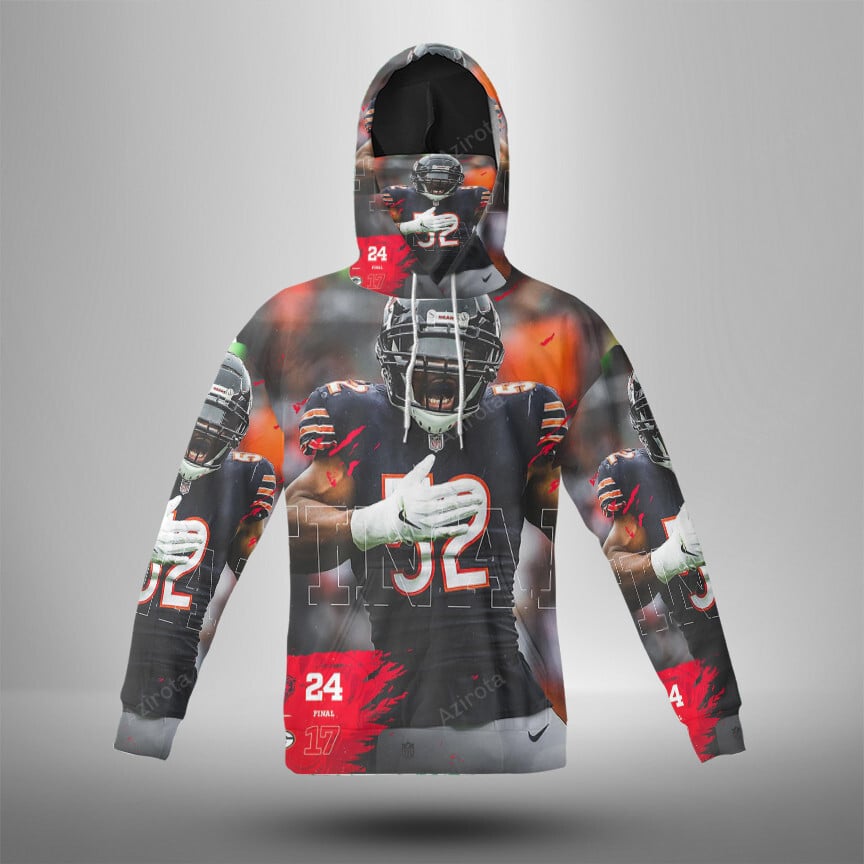 Chicago Bears Khalil Mack3 3D Mask With Hoodie For Men And Women Nfl Fans Gear