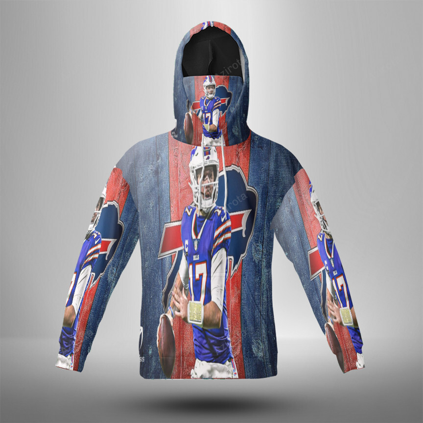 Buffalo Bills 17 Josh Allen V8 3D Mask With Hoodie For Men And Women Nfl Fans Gear