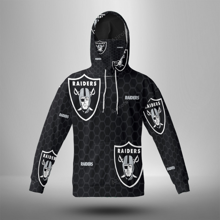 Las Vegas Raiders Logo Pattern3 3D Mask With Hoodie For Men And Women Nfl Fans Gear