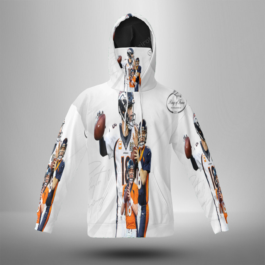 Denver Broncos 18 Peyton Manning V50 3D Mask With Hoodie For Men And Women Nfl Fans Gear