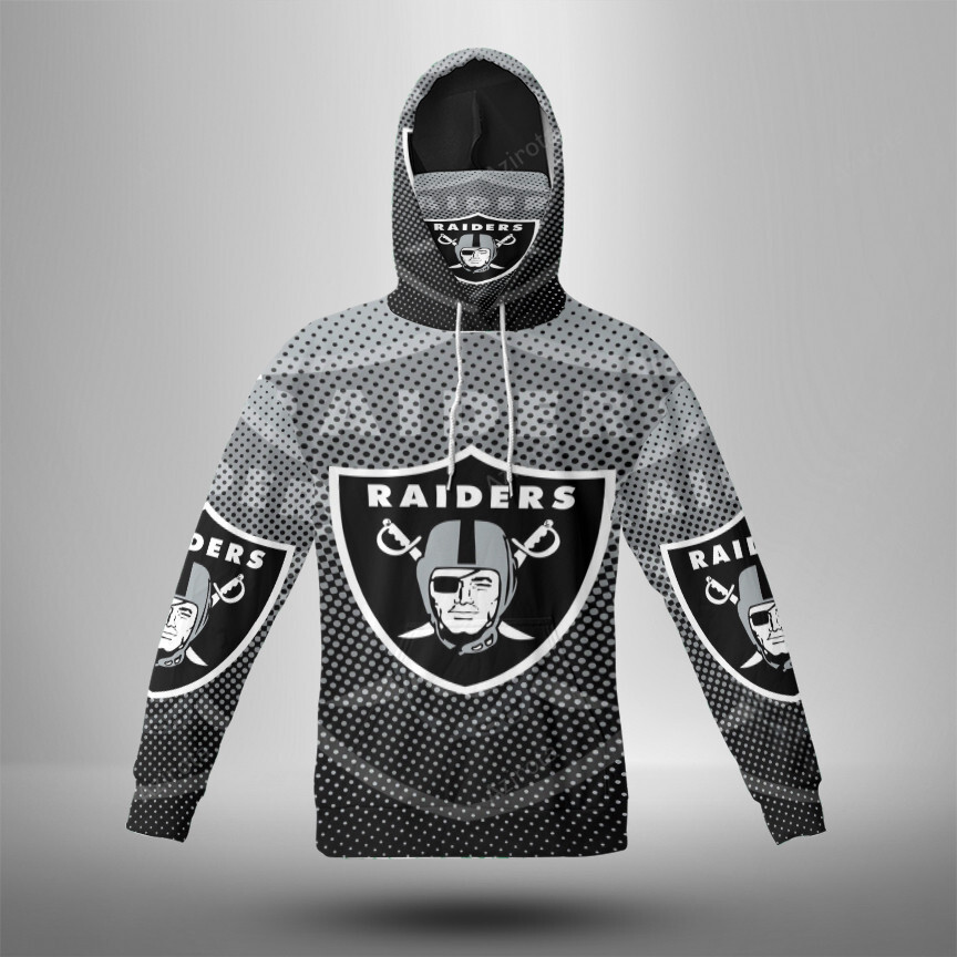 Las Vegas Raiders Logo Art10 3D Mask With Hoodie For Men And Women Nfl Fans Gear