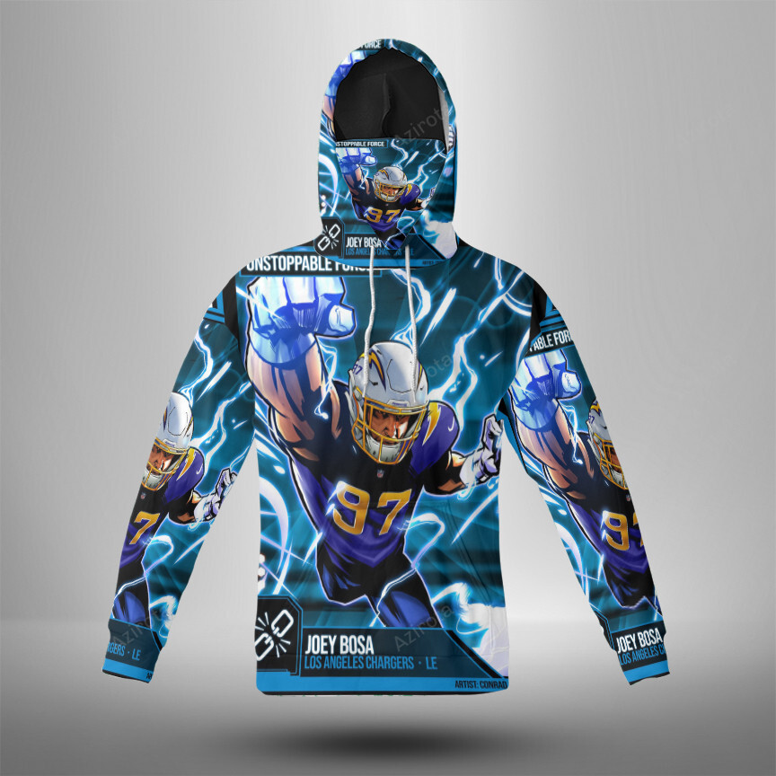 Los Angeles Chargers 97 Joey Bosa 3D Mask With Hoodie For Men And Women Nfl Fans Gear