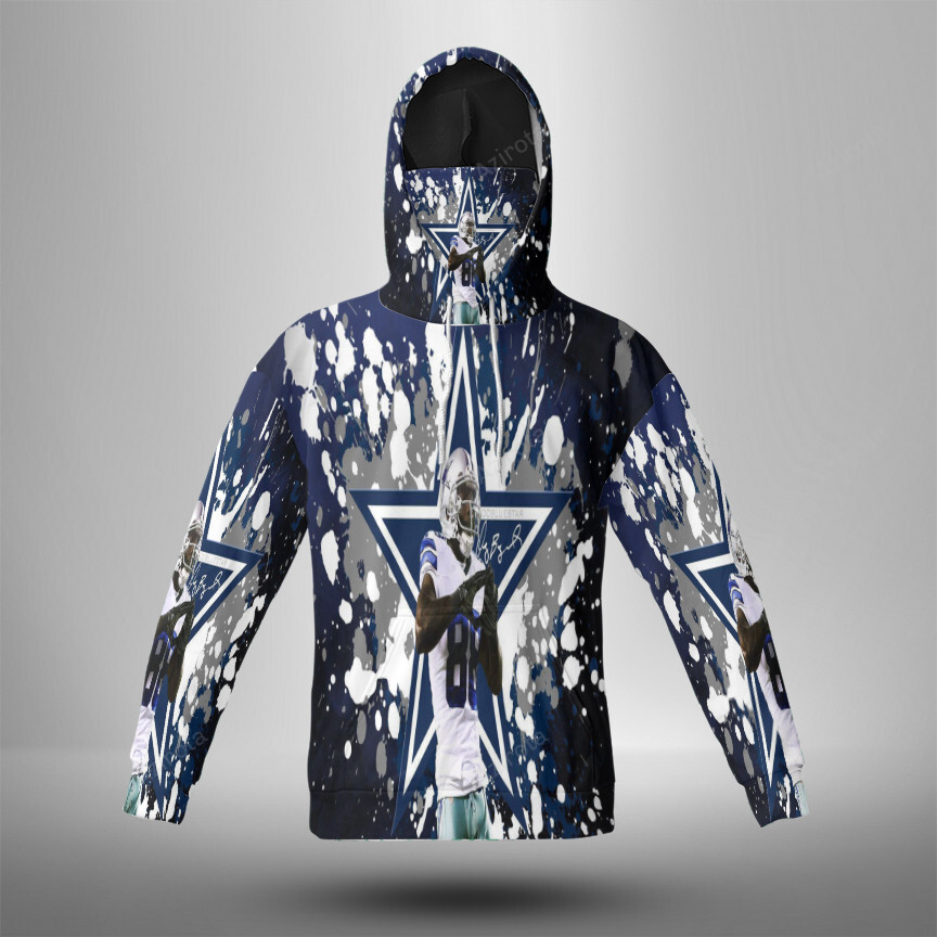 Dallas Cowboys Player Painting Star 3D Mask With Hoodie For Men And Women Nfl Fans Gear