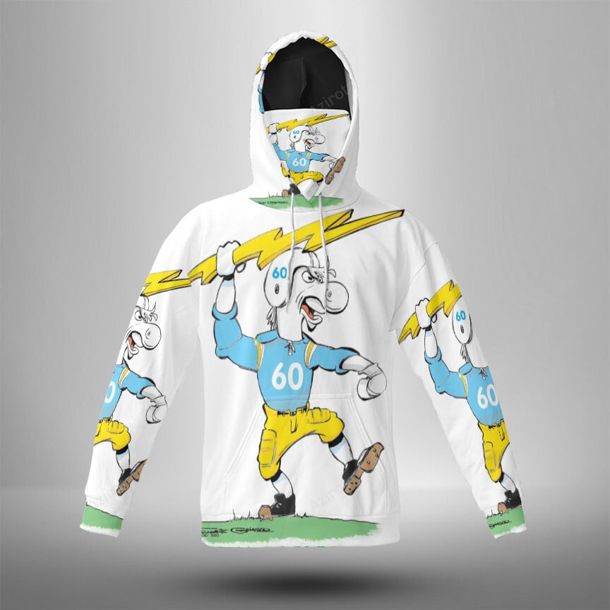 Los Angeles Chargers Mascot V34 3D Mask With Hoodie For Men And Women Nfl Fans Gear