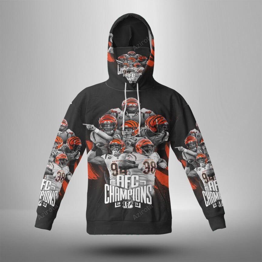 Cincinnati Bengals Team 2021 3D Mask With Hoodie For Men And Women Nfl Fans Gear