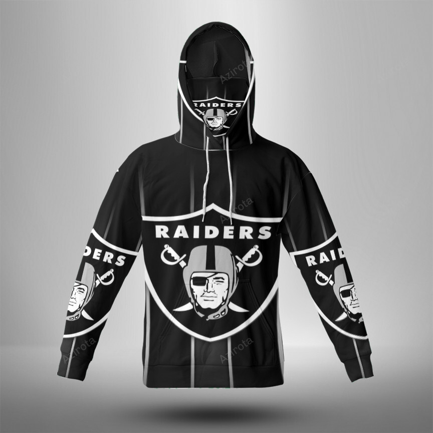 Las Vegas Raiders Logo Art12 3D Mask With Hoodie For Men And Women Nfl Fans Gear