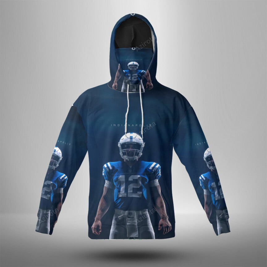 Indianapolis Colts Andrew Luck1 3D Mask With Hoodie For Men And Women Nfl Fans Gear