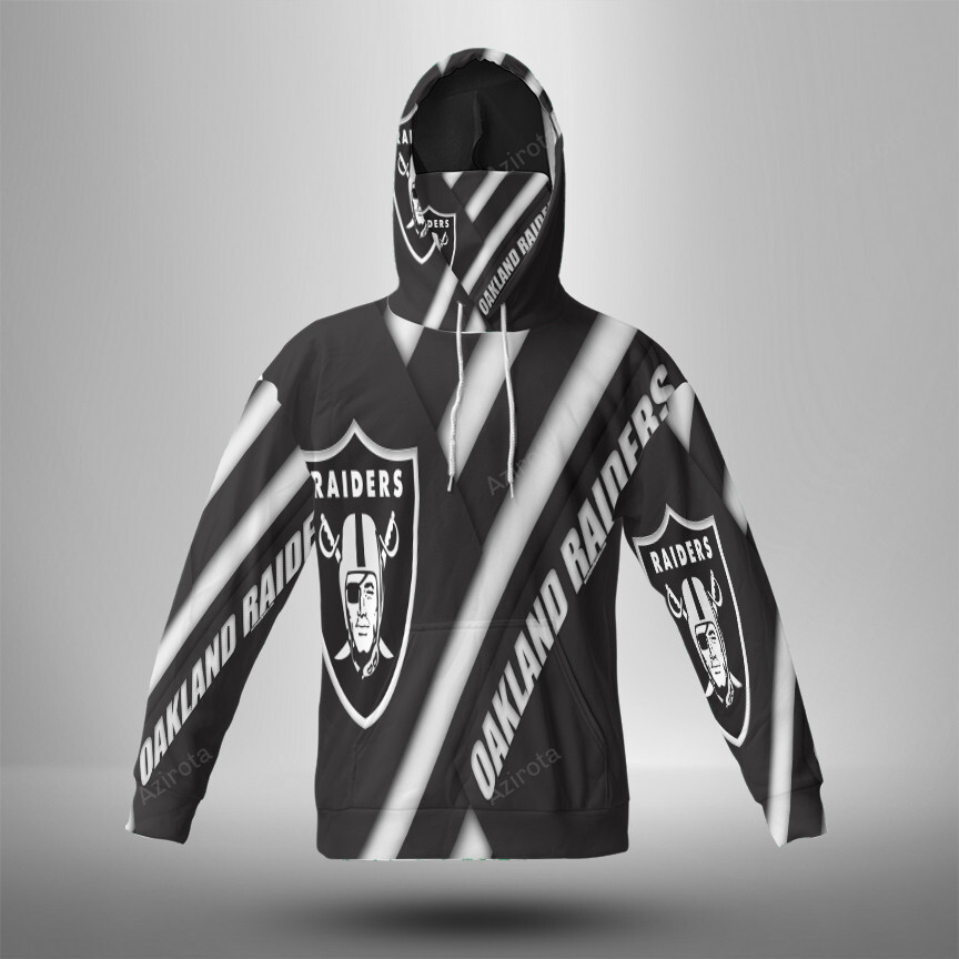 Las Vegas Raiders Logo Flag3 3D Mask With Hoodie For Men And Women Nfl Fans Gear