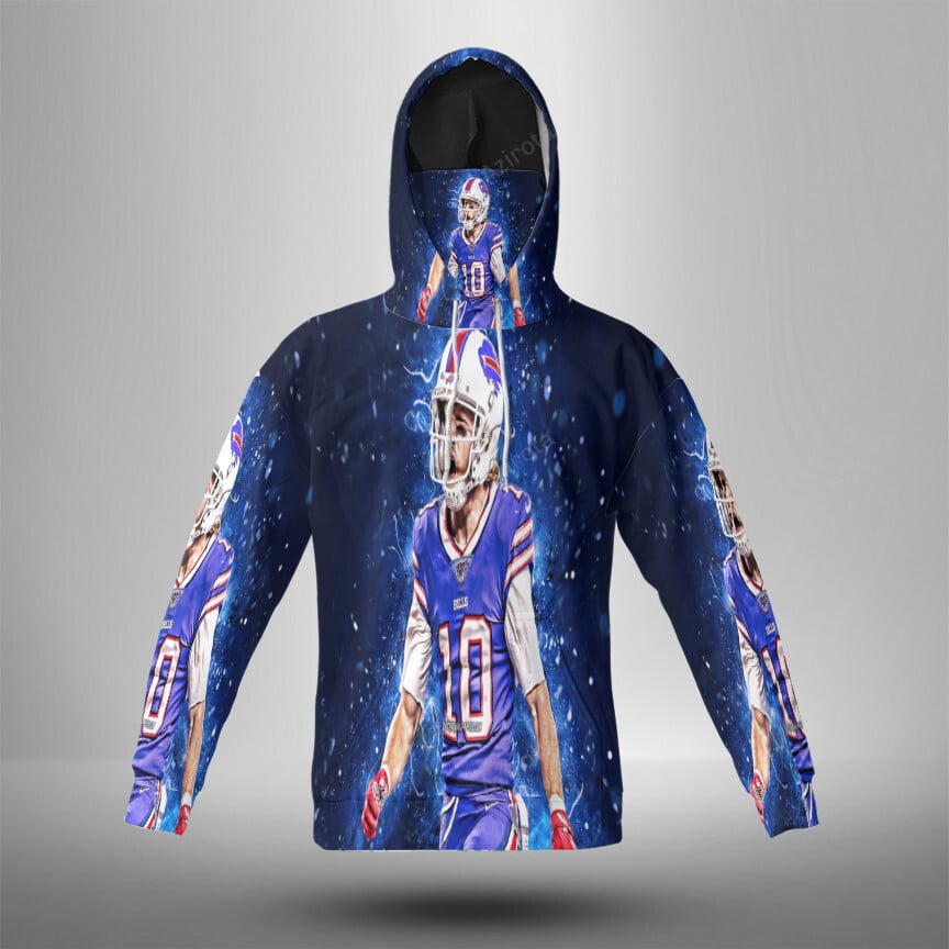 Buffalo Bills 10 Cole Beasley 3D Mask With Hoodie For Men And Women Nfl Fans Gear