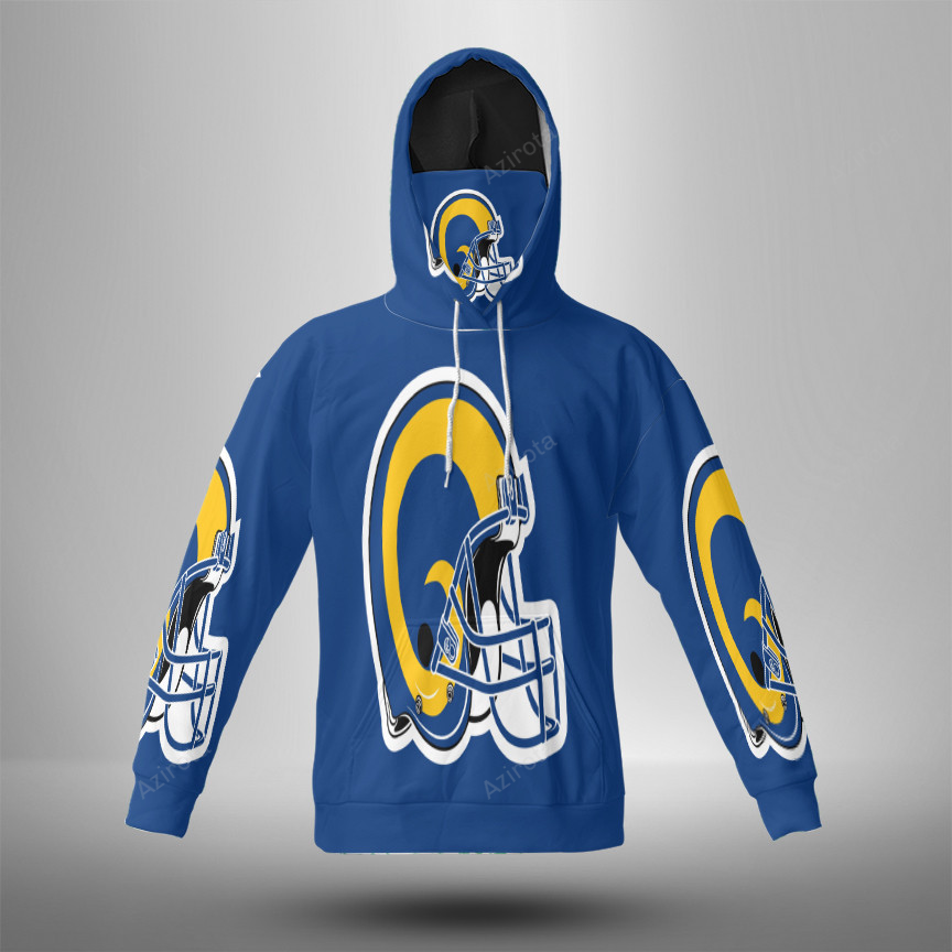 Los Angeles Rams Helmet 3D Mask With Hoodie For Men And Women Nfl Fans Gear