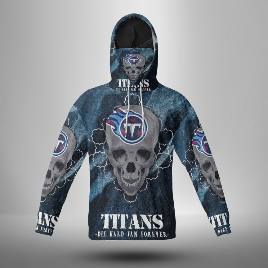 Tennessee Titans Skull V17 3D Mask With Hoodie For Men And Women Nfl Fans Gear