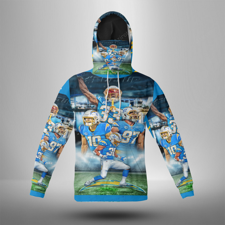 Los Angeles Chargers Team V21 3D Mask With Hoodie For Men And Women Nfl Fans Gear