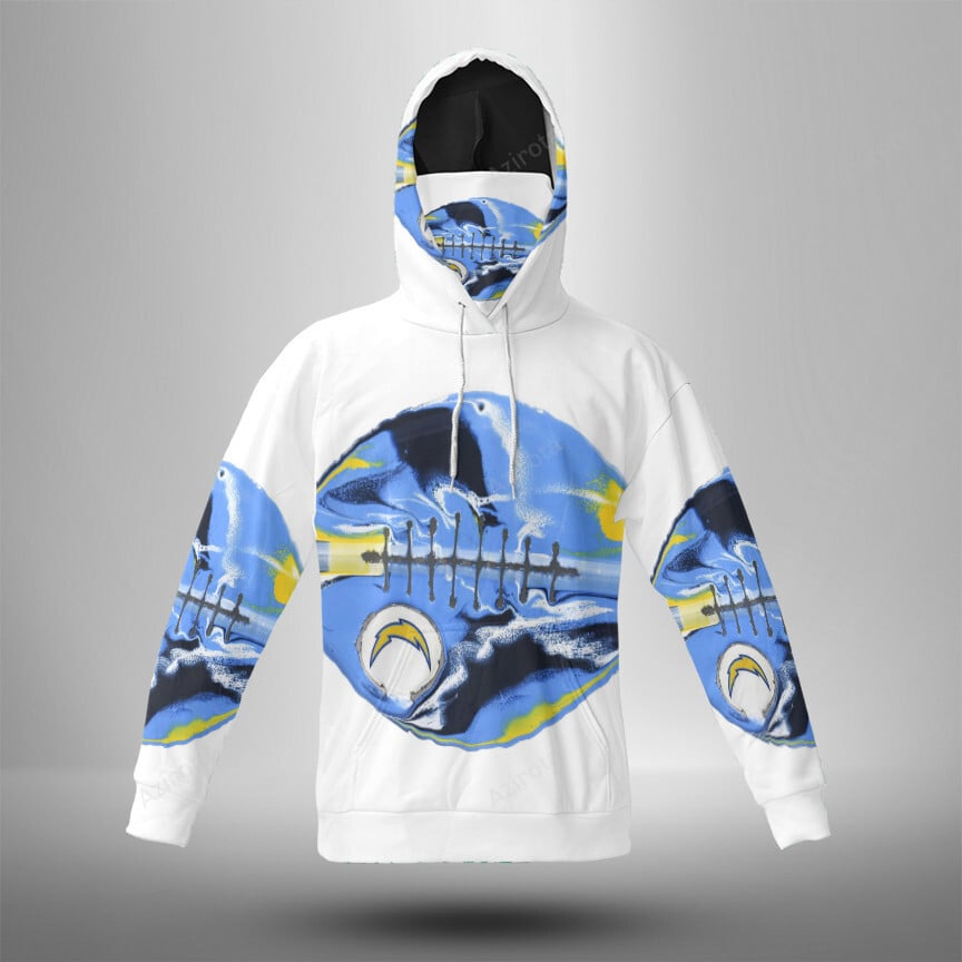 Los Angeles Chargers Ball Emblem V38 3D Mask With Hoodie For Men And Women Nfl Fans Gear