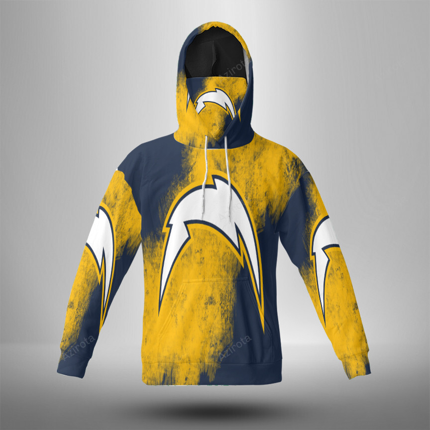Los Angeles Chargers Emblem V12 3D Mask With Hoodie For Men And Women Nfl Fans Gear