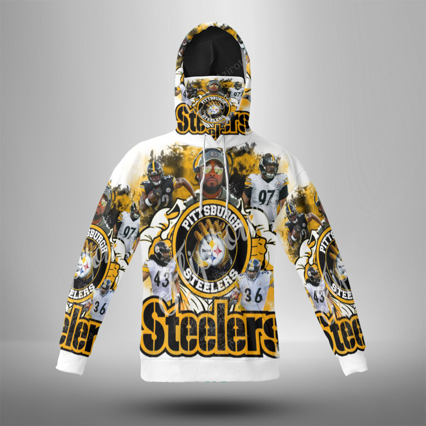 Pittsburgh Steelers Players Team M7 3D Mask With Hoodie For Men And Women Nfl Fans Gear